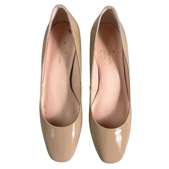 Kate Spade NY Nude Patent Leather Low Heel Pumps  Size 6.5  Officecore Neutral - Picture 2 of 13